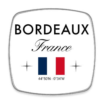 Bordeaux, France, coordonnées, voyage, souvenir - Magnet carré - blanc - Devant