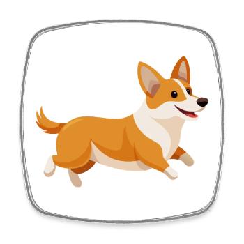 Corgi en course - Magnet carré - blanc - Devant