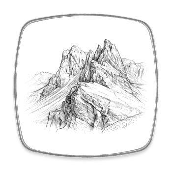 Silhouette Secada | Design des dolomites d’Odle | - Magnet carré - blanc - Devant
