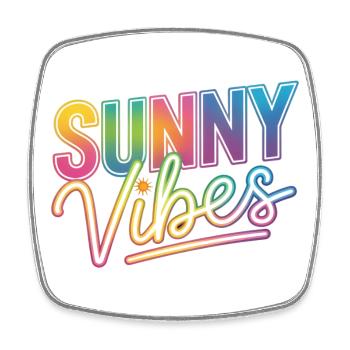 Sunny Vibes Neon Retro - Square fridge magnet - white - Front