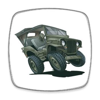 Willys MB véhicule tout-terrain avec toit souple | RCCX - Magnet carré - blanc - Devant