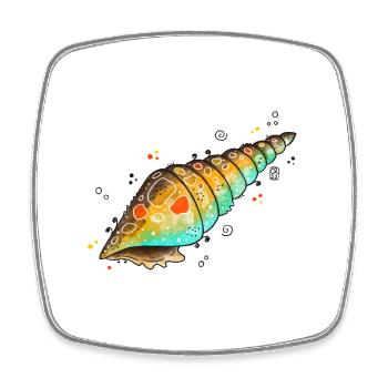 Colorful shell water colors - Square fridge magnet - white - Front