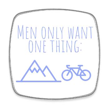 Only one thing: mountains and bike - Square fridge magnet - white - Front