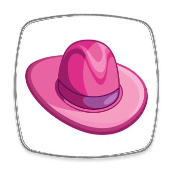 Pinker Cowboyhut - Viereckiger Kühlschrankmagnet - Weiß - Vorne