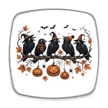 Halloween Raben Herbst Kürbis - Viereckiger Kühlschrankmagnet - Weiß - Vorne