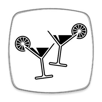 2 Cocktail Glasses / Cocktail / Martini + (Black) - Square fridge magnet - white - Front