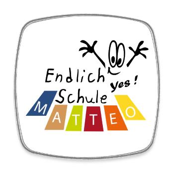 Endlich Schule Matteo  - Viereckiger Kühlschrankmagnet - Weiß - Vorne