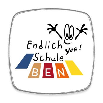 endlich Schule Ben - Viereckiger Kühlschrankmagnet - Weiß - Vorne