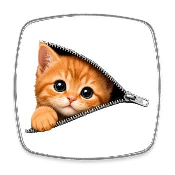 Chat chaton mignon à fermeture éclair - Magnet carré - blanc - Devant