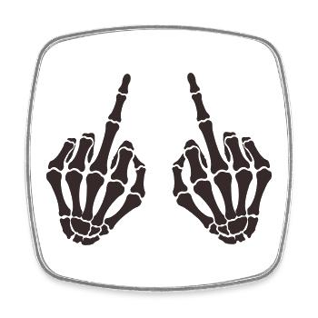 skull-hand_mittelfinger_2- - Viereckiger Kühlschrankmagnet - Weiß - Vorne