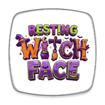 Resting Witch Face – lustiger Halloween-T-Shirt-Zaun - Viereckiger Kühlschrankmagnet - Weiß - Vorne