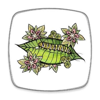 Leaf Bloom Raupengarten - Viereckiger Kühlschrankmagnet - Weiß - Vorne
