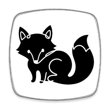 Silhouette de renard – Motif minimal d’animal de la forêt - Magnet carré - blanc - Devant