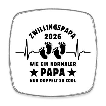 Zwillingspapa 2026 - Cooler Papa - Vatertag - Viereckiger Kühlschrankmagnet - Weiß - Vorne