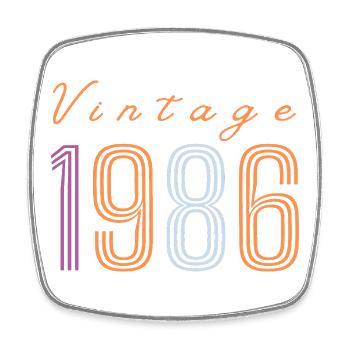 Design rétro d’anniversaire « Vintage 1986 » - Magnet carré - blanc - Devant
