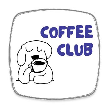 Illustration de chien du Coffee Club - Magnet carré - blanc - Devant