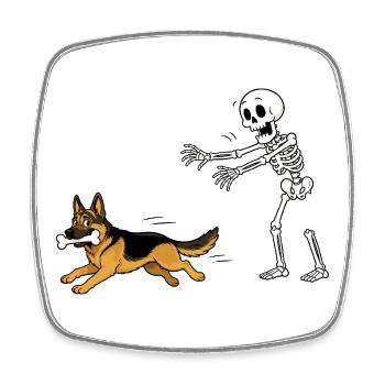Halloween, Schäferhund, Skelett - Viereckiger Kühlschrankmagnet - Weiß - Vorne