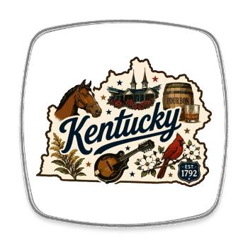 Vintage-Kentucky Bluegrass-Bourbon-Aufkleber - Viereckiger Kühlschrankmagnet - Weiß - Vorne