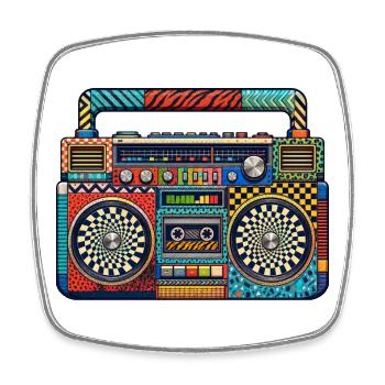 Farbenfrohe Retro Boombox Muster - Viereckiger Kühlschrankmagnet - Weiß - Vorne