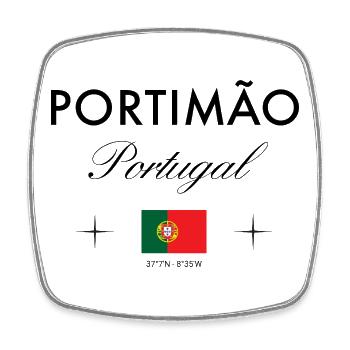 Portimao Portugal Koordinaten Reise Souvenir - Viereckiger Kühlschrankmagnet - Weiß - Vorne