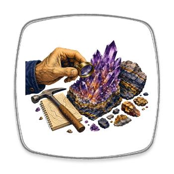 Geologie und violette Geoden - Viereckiger Kühlschrankmagnet - Weiß - Vorne