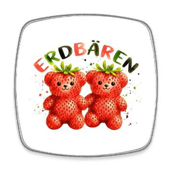 Erdbären Süßes Erdbeere Bären Wortspiel Design - Viereckiger Kühlschrankmagnet - Weiß - Vorne