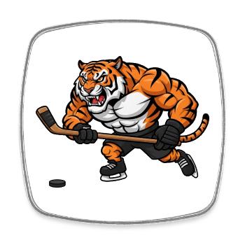 Tiger stark entschlossen Eishockey Spieler Comic - Viereckiger Kühlschrankmagnet - Weiß - Vorne