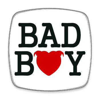 Bad boy tete coeur staffie - 045 - Magnet carré - blanc - Devant