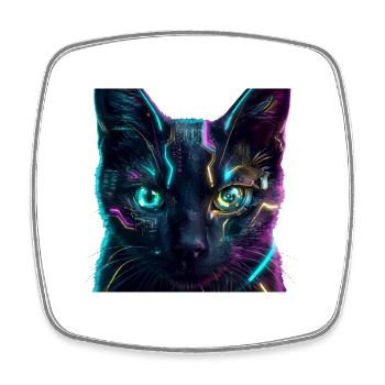 Katzen-Neonnetz - Viereckiger Kühlschrankmagnet - Weiß - Vorne