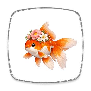 Goldfisch - Viereckiger Kühlschrankmagnet - Weiß - Vorne