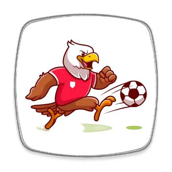 Eagle Maskottchen Striker Kick - Viereckiger Kühlschrankmagnet - Weiß - Vorne