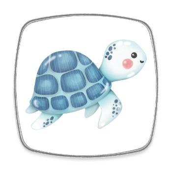 Cuddly turtle blue pattern - Square fridge magnet - white - Front