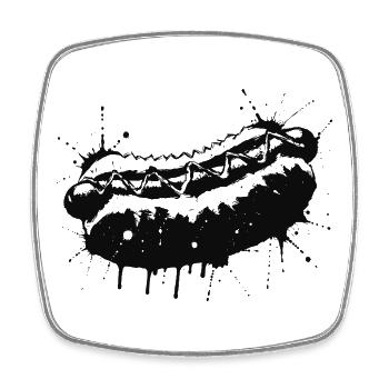 Hot Dog Ink Splash & Splash Black - Square fridge magnet - white - Front