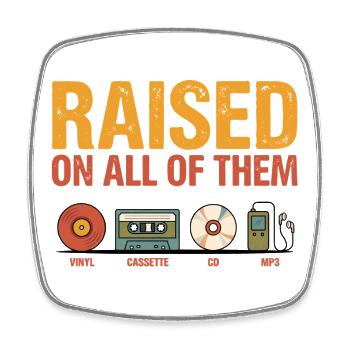 Vintage Music Shirt Retro Vinyl Cassette CD Gift - Square fridge magnet - white - Front
