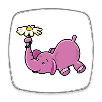 Rosa Elefant mit Gänseblümchen - Viereckiger Kühlschrankmagnet - Weiß - Vorne