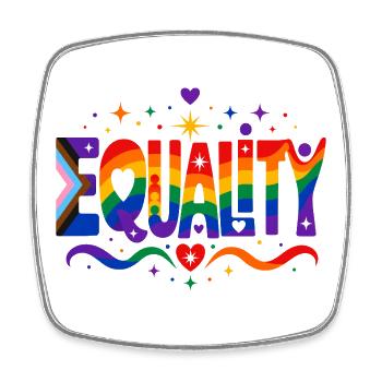 Equality Regenbogen Vielfalt Shirt Sticker Kissen - Viereckiger Kühlschrankmagnet - Weiß - Vorne