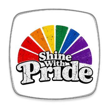 Shine With Pride LGBTQ Statement Retro CSD Fan - Square fridge magnet - white - Front