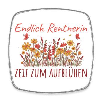 Rentnerin Zeit zum Aufblühen Kollegin Abschied - Viereckiger Kühlschrankmagnet - Weiß - Vorne