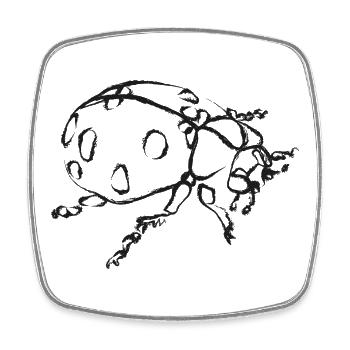 Black ladybug – Insect illustration - Square fridge magnet - white - Front