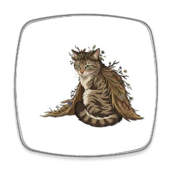 Kitten with a wreath of leaves - Square fridge magnet - white - Front