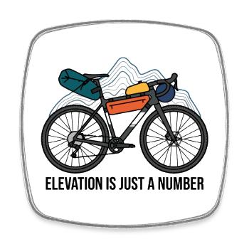 Elevation Is Just A Number Gravel Bikepacking Art - Square fridge magnet - white - Front