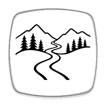 Minimalist hiking trail in the mountains - Square fridge magnet - white - Front