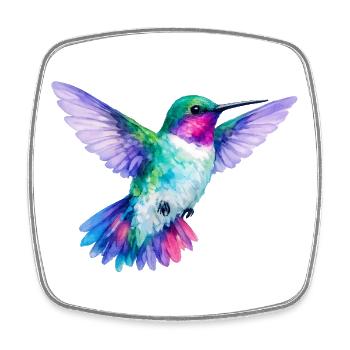 Rainbow Hummingbird Watercolor - Square fridge magnet - white - Front