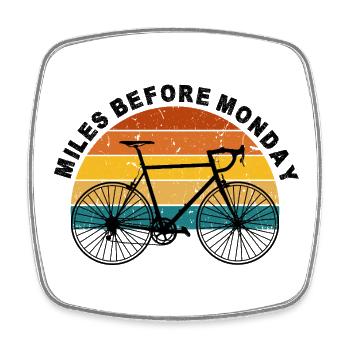 Sunset Cyclist Silhouette - Square fridge magnet - white - Front