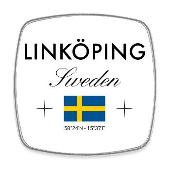 Linköping Schweden Koordinaten Reise Souvenir - Viereckiger Kühlschrankmagnet - Weiß - Vorne