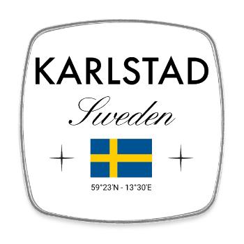 Karlstad Sweden Coordinates Travel Souvenir - Square fridge magnet - white - Front