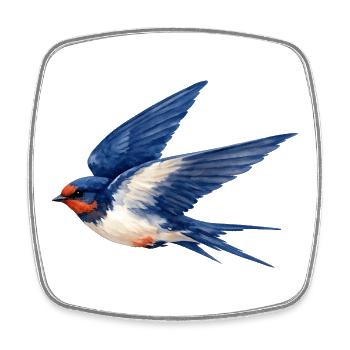 Hirondelle bleue aquarelle - Magnet carré - blanc - Devant