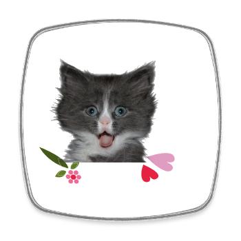 Kitten with hearts - Square fridge magnet - white - Front