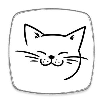 Visage de chat radieux avec des moustaches - Magnet carré - blanc - Devant