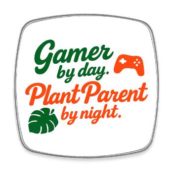 Gamer by Day Plant Parent by Night Shirt - Square fridge magnet - white - Front